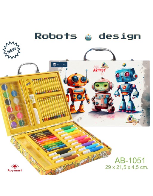 SET ART STUDIO 68 PIEZAS THREE ROBOTS