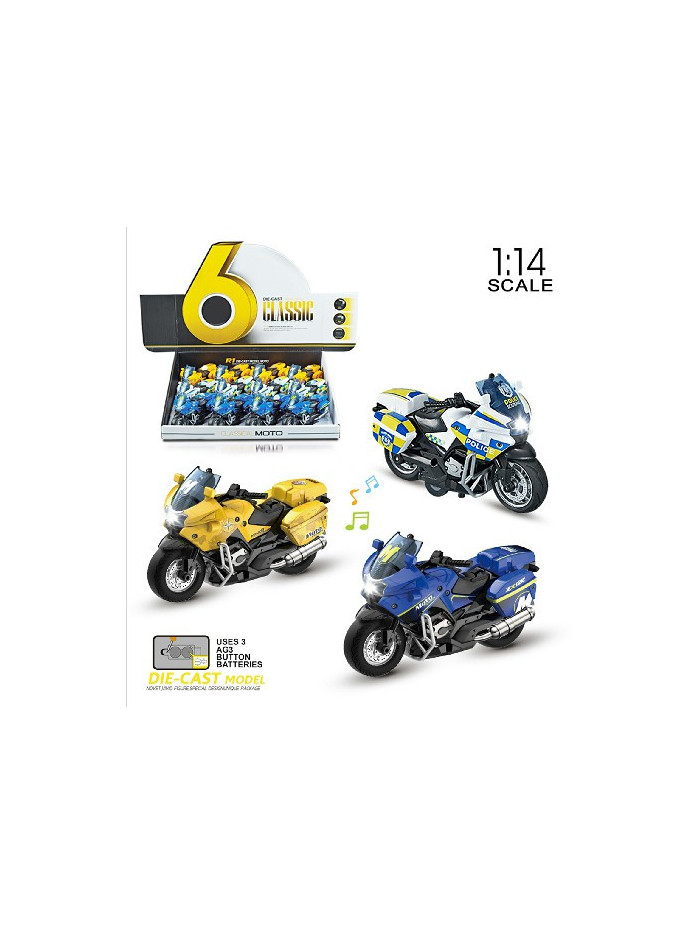 Exp.12 motos escala 1:14 luz y sonido,3 colores