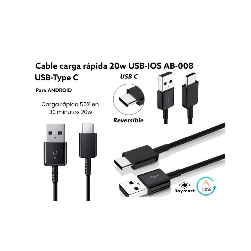 CABLE DE CARGA USB-C PARA ANDROID 9,5 x 6,5 x 2,5 cm CABLE DE CARGA USB-C PARA ANDROID 9,5 x 6,5 x 2,5 cm