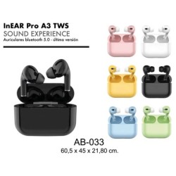 AURICULARES InEar PRO A3 BLUETOOHT 5.0,6 COLORES 6 x 4,3 x 2 cm.