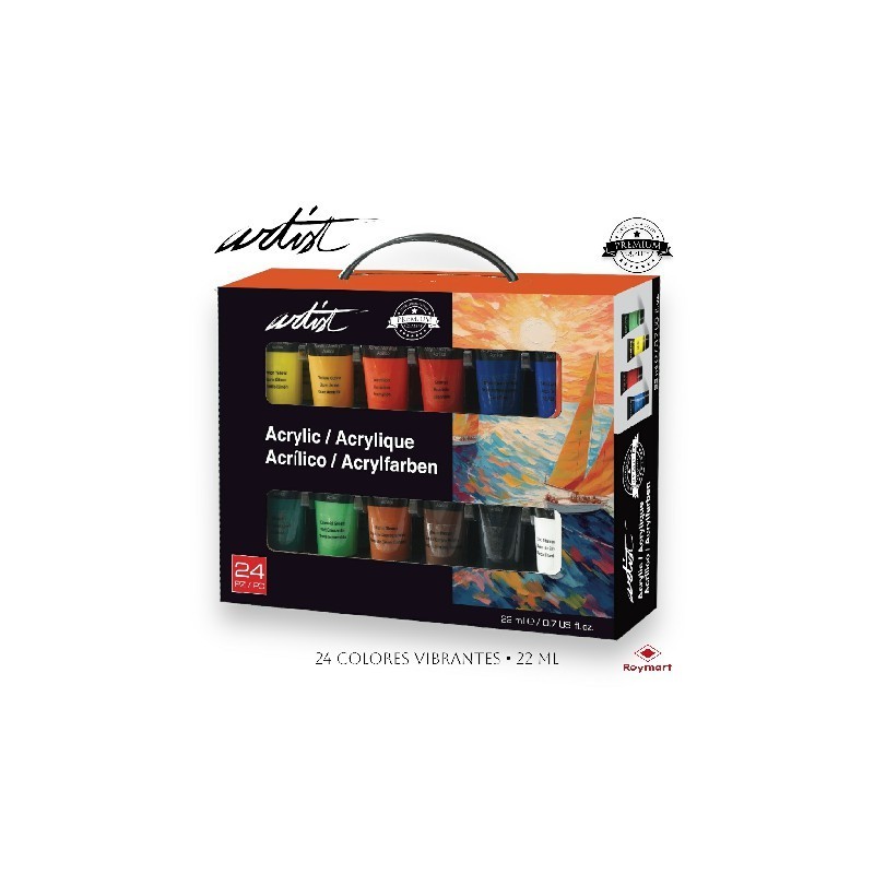 MALETIN ARTIST 24 COL PINTURA ACRILICA 22ML 20,6 x 26,3 x 6 cm