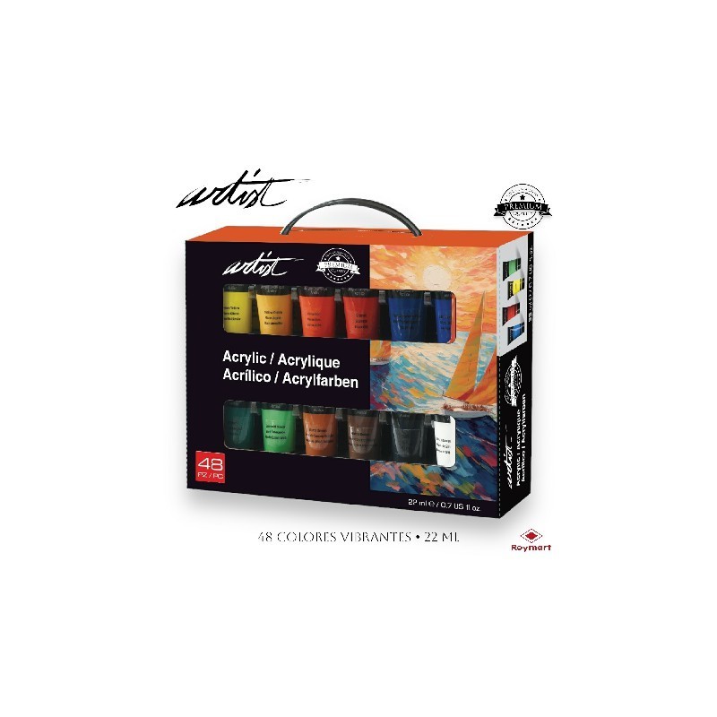 MALETIN ARTIST 48 COL PINTURA ACRILICA 22ML 20,6 x 26,3 x 11,2 cm