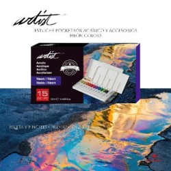 ESTUCHE 15 PZAS POCKETBOX NEON ACRYLIC 12 ML 12,8 x 23,6 x 2,5 cm