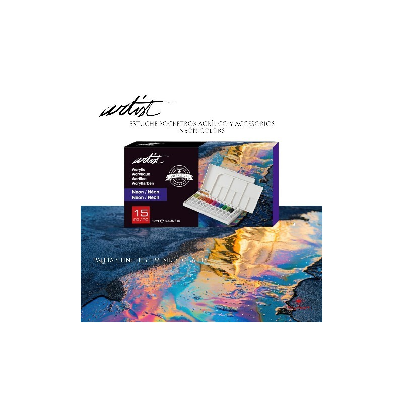 ESTUCHE 15 PZAS POCKETBOX NEON ACRYLIC 12 ML 12,8 x 23,6 x 2,5 cm ESTUCHE 15 PZAS POCKETBOX NEON ACRYLIC 12 ML 12,8 x 23,6 x 2,5 cm