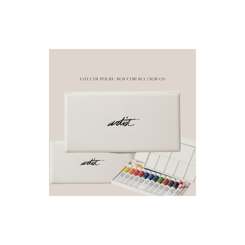 ESTUCHE 15 PZAS POCKETBOX ACUARELAS 12 ML 12,8 x 23,6 x 2,5 cm ESTUCHE 15 PZAS POCKETBOX ACUARELAS 12 ML 12,8 x 23,6 x 2,5 cm