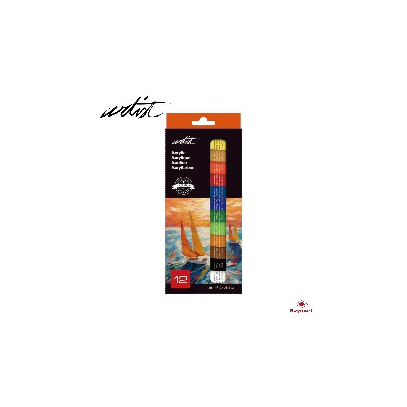 CAJA 12 TUBOS ARTIST PINTURA ACRILICA 12 ML 24,8 x 10,3 x 2 cm CAJA 12 TUBOS ARTIST PINTURA ACRILICA 12 ML 24,8 x 10,3 x 2 cm