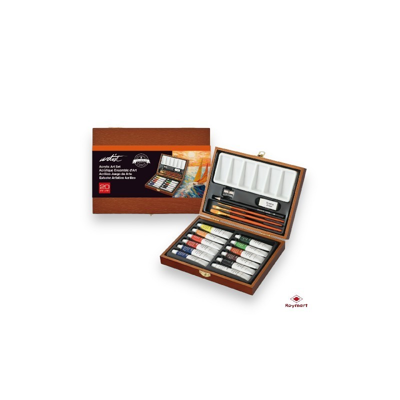 ESTUCHE MADERA ARTIST PINTURA ACRILICA,20 PIEZAS 21,6 x 17 x 4,5 cm ESTUCHE MADERA ARTIST PINTURA ACRILICA,20 PIEZAS 21,6 x 17 x 4,5 cm