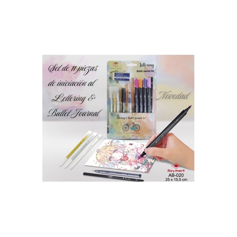KIT INICIACION LETTERING Y BULLET JOURNAL,11 PZAS. 25 x 15,5 cm KIT INICIACION LETTERING Y BULLET JOURNAL,11 PZAS. 25 x 15,5 cm