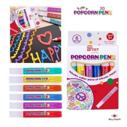 SET 6 ROTULADORES POPCORN 3D 13,5 x 8,5 x 1,2 cm