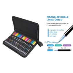 SET 21 ROTULADORES OUTLINER BICOLOR NEON PASTEL 27,5 x 16,5, x 3 cm.