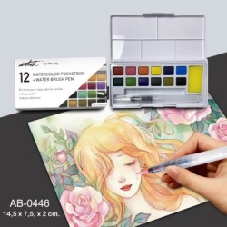 CAJA 12 ACUARELAS POCKETBOX ARTIST 14,5 x 7,5, x 2 cm.