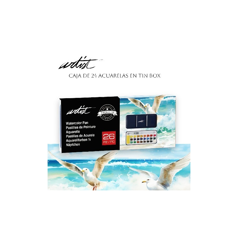 CAJA 24 ACUARELAS TINBOX ARTIST 9,5 x 21,5 x 1,8 cm CAJA 24 ACUARELAS TINBOX ARTIST 9,5 x 21,5 x 1,8 cm