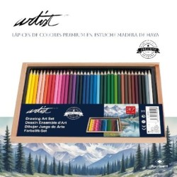 ESTUCHE ARTIST MADERA DE HAYA 36 COLORES PREMIUM 21,4 x 31,7 x 2,1 cm