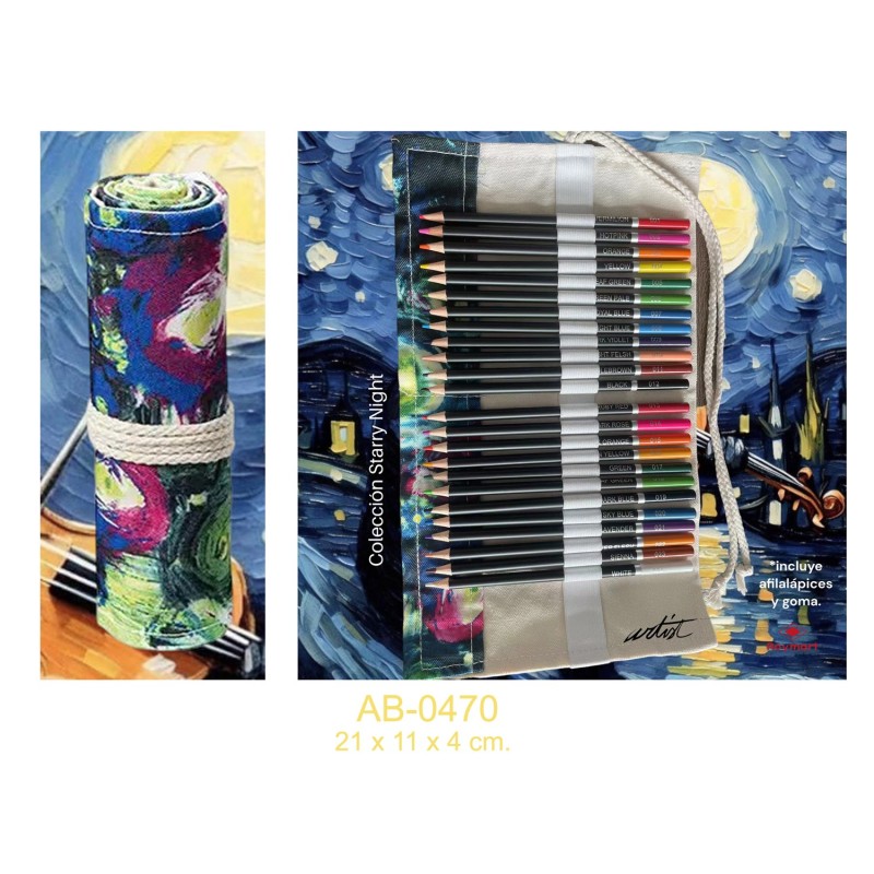BOX TELA 24 LAPICES PREMIUM C/ GOMA Y AFILALAP. 21 x 11 x 4 cm. BOX TELA 24 LAPICES PREMIUM C/ GOMA Y AFILALAP. 21 x 11 x 4 cm.
