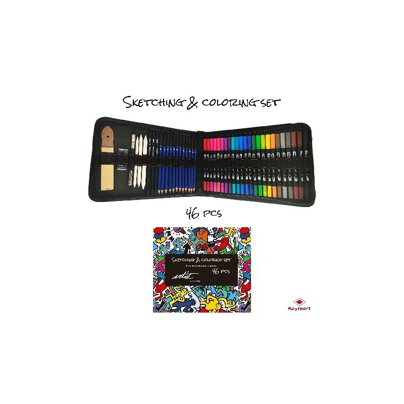 ESTUCHE 46 PZAS.SKETCH CON ROTULADORES DOBLE PUNTA 20,6 x 21,8 x 3 cm. ESTUCHE 46 PZAS.SKETCH CON ROTULADORES DOBLE PUNTA 20,6 x 21,8 x 3 cm.
