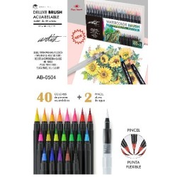 ESTUCHE 40+2 DELUXE BRUSH ACUARELABLE PINCEL 27 x 18 x 3,2 cm.