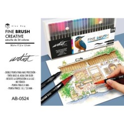 24 ROTULADORES FINE BRUSH GAMA CREATIVE 2 PUNTAS 30,4 x 17,2 x 1,5 cm.
