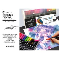 MALETIN 48 ROTULADORES FINE BRUSH CREATIVE 2 PUNTA 30,4 x 17,2 x 3 cm.