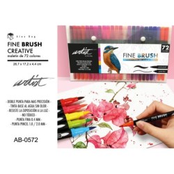 MALETIN 72 ROTULADORES FINE BRUSH CREATIVE 2 PUNTA 26,7 x 17,2 x 4,4 cm.