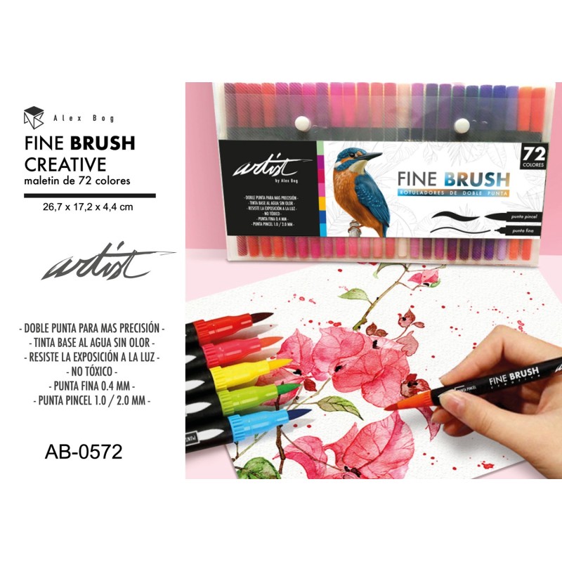 MALETIN 72 ROTULADORES FINE BRUSH CREATIVE 2 PUNTA 26,7 x 17,2 x 4,4 cm. MALETIN 72 ROTULADORES FINE BRUSH CREATIVE 2 PUNTA 26,7 x 17,2 x 4,4 cm.