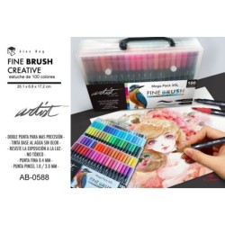 MEGAPACK XXL 100 ROTULADORES FINE BRUSH 2 PUNTA 26,1 x 6,8 x 17,2 cm.