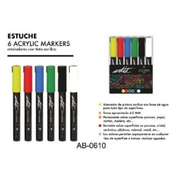 ESTUCHE ACRILICOS GAMA ARTIST,6 COLORES BASICOS 15,2 x 10,5 x 1,9 cm.