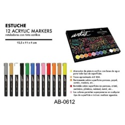 ESTUCHE ACRILICOS GAMA ARTIST,12 COLORES 15,5 x 11 x 4 cm.