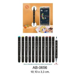 ESTUCHE ACRILICOS DOBLE PUNTA ARTIST,12 COL 18,10 x 3,3 cm.