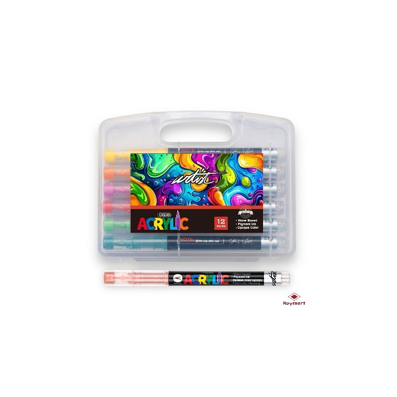 ESTUCHE MALETIN ACRILICOS REAL BRUSH ,12 COLORES 15 x 11,6 x 3 cm ESTUCHE MALETIN ACRILICOS REAL BRUSH ,12 COLORES 15 x 11,6 x 3 cm