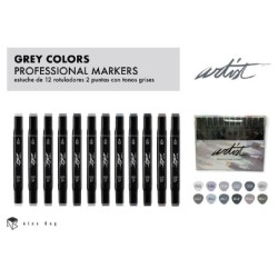 ESTUCHE GAMA ARTIST 12 GREY COLORS 19,5 x 15,7 x 2 cm.