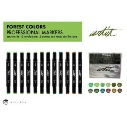 ESTUCHE GAMA ARTIST 12 FOREST COLORS 19,5 x 15,7 x 2 cm.