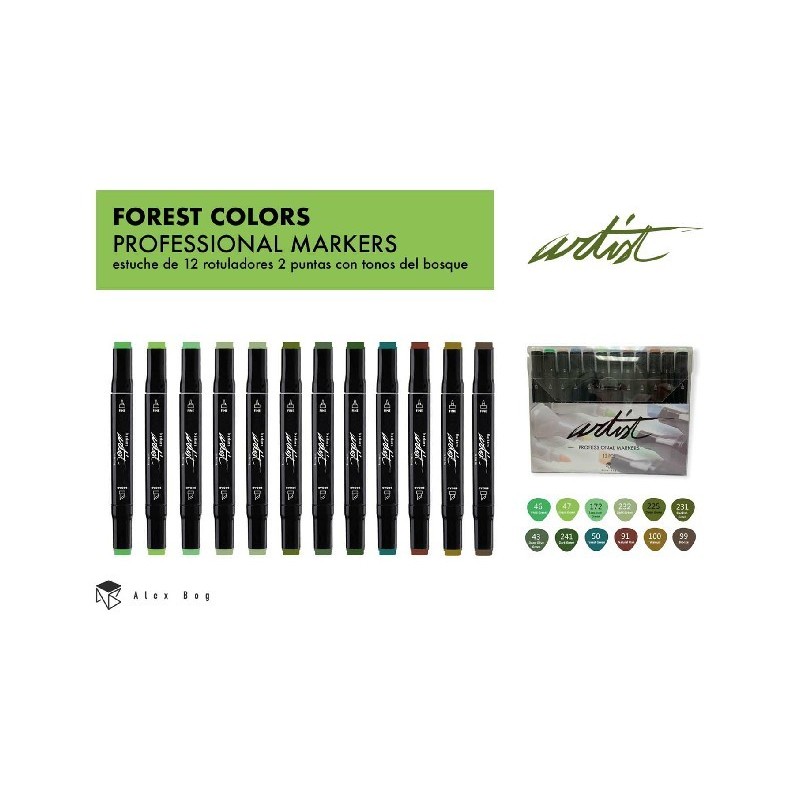 ESTUCHE GAMA ARTIST 12 FOREST COLORS 19,5 x 15,7 x 2 cm. ESTUCHE GAMA ARTIST 12 FOREST COLORS 19,5 x 15,7 x 2 cm.