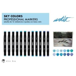 ESTUCHE GAMA ARTIST 12 BLUE COLORS 19,5 x 15,7 x 2 cm.