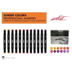 ESTUCHE GAMA ARTIST 12 ORANGE,RED,VIOLET COLORS 19,5 x 15,7 x 2 cm.