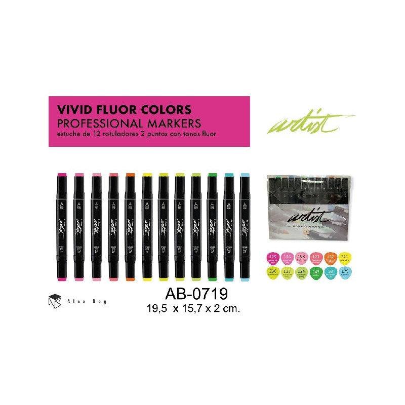 ESTUCHE GAMA ARTIST 12 VIVID FLUOR COLORS 19,5 x 15,7 x 2 cm. ESTUCHE GAMA ARTIST 12 VIVID FLUOR COLORS 19,5 x 15,7 x 2 cm.