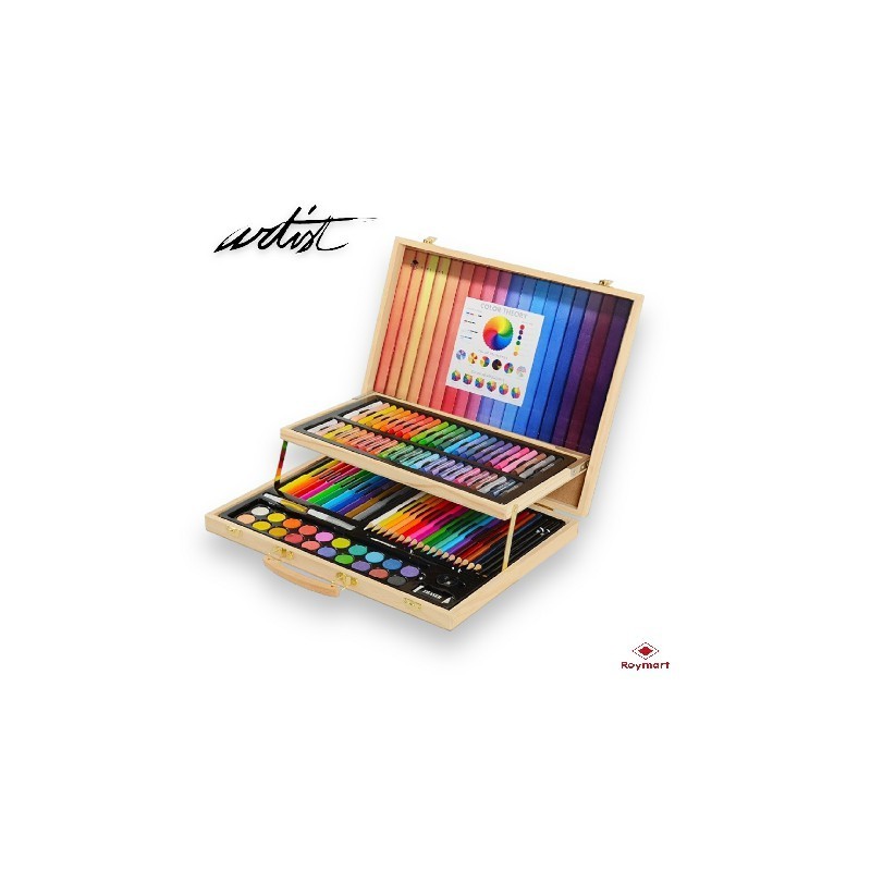 MALETA ART STUDIO ARTIST 106 PCS  MADERA DOS PISOS 38,4 x 29,7 x 4,4 cm.