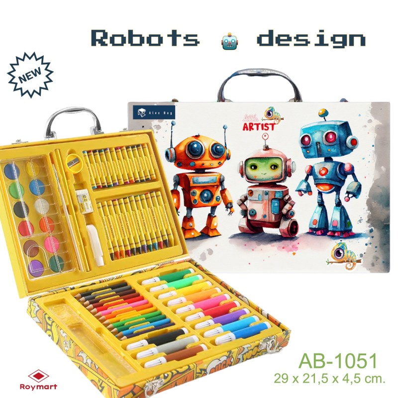 SET ART STUDIO 68 PIEZAS THREE ROBOTS 29 x 21,5 x 4,5 cm. SET ART STUDIO 68 PIEZAS THREE ROBOTS 29 x 21,5 x 4,5 cm.