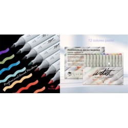 ESTUCHE 12 PROFESSIONAL BRUSH MARKER PASTEL COLORS 19,5 x 15,7 x 2 cm.