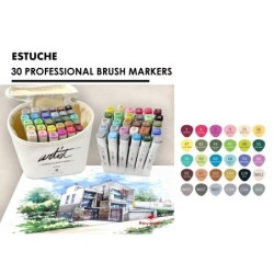 CANVAS LUXE PROFESSIONAL BRUSH MARKER 30 COLORES 11,2 x 9,7 x 17,1 cm
