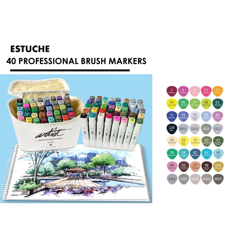 CANVAS LUXE PROFESSIONAL BRUSH MARKER 40 COLORES 14,8 x 9,7 x 17,1 cm. CANVAS LUXE PROFESSIONAL BRUSH MARKER 40 COLORES 14,8 x 9,7 x 17,1 cm.