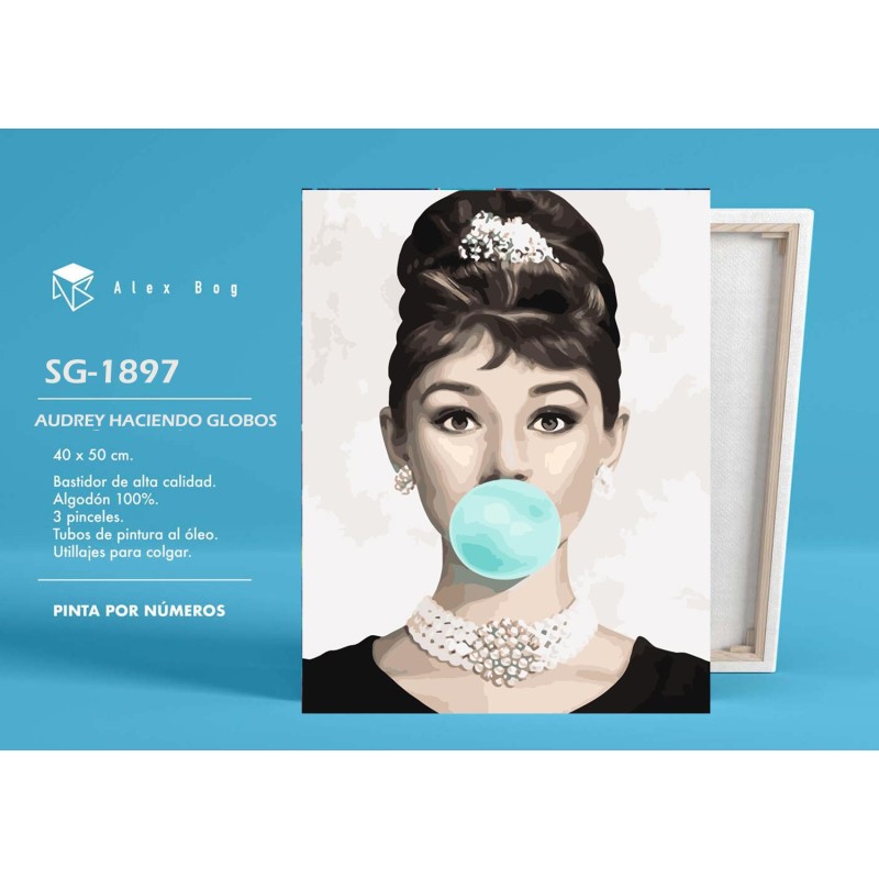 PINTAR POR NUMEROS AUDREY HACIENDO GLOBOS 41,5 x 51,5 x 3 cm PINTAR POR NUMEROS AUDREY HACIENDO GLOBOS 41,5 x 51,5 x 3 cm