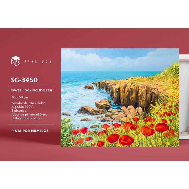 PINTAR POR NUMEROS FLOWERS LOOKING THE SEA 41,5 x 51,5 x 3 cm PINTAR POR NUMEROS FLOWERS LOOKING THE SEA 41,5 x 51,5 x 3 cm