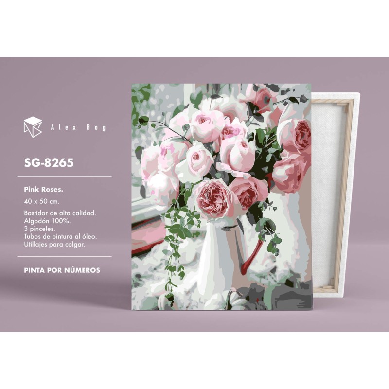 PINTAR POR NUMEROS FLORERO CON ROSAS 41,5 x 51,5 x 3 cm PINTAR POR NUMEROS FLORERO CON ROSAS 41,5 x 51,5 x 3 cm