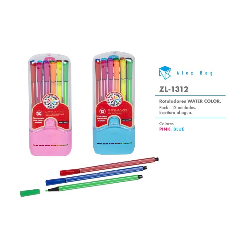 PACK 12 ROTULADORES P.FINA WATER COLOR,12 COLORES 18 x 7 x 3 cm. PACK 12 ROTULADORES P.FINA WATER COLOR,12 COLORES 18 x 7 x 3 cm.