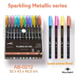 12 PLUMAS GEL INK METALLIC ARTIST 15 x 12 cm.