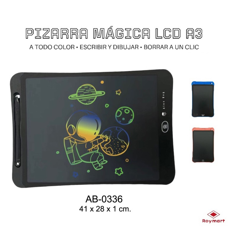 PIZARRA MAGICA LCD A3 COLOR,3 COLORES 41 x 28 x 1 cm.