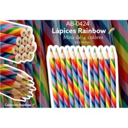 BOTE PVC 24 LAPICES RAINBOW CUATRICOLOR 6,5 x 18,5 cm. lapiz 17,5 x 1