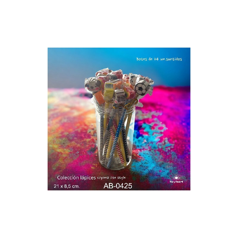 BOTE PVC CON 24 LAPICES CON CUTE TOPPER 21 x 8,5 x 2 cm. BOTE PVC CON 24 LAPICES CON CUTE TOPPER 21 x 8,5 x 2 cm.