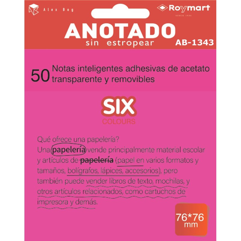 PAQUETE 50 NOTAS INTELIGENTES ACETATO ROSA FLUOR 7,6 x 7,6 cm. PAQUETE 50 NOTAS INTELIGENTES ACETATO ROSA FLUOR 7,6 x 7,6 cm.