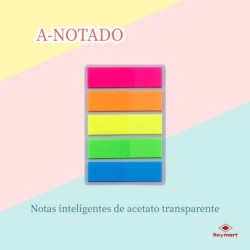 PAQUETE 100 NOTAS SEÑALADORAS ACETATO TRANSPARENTE 10 x 5 cm